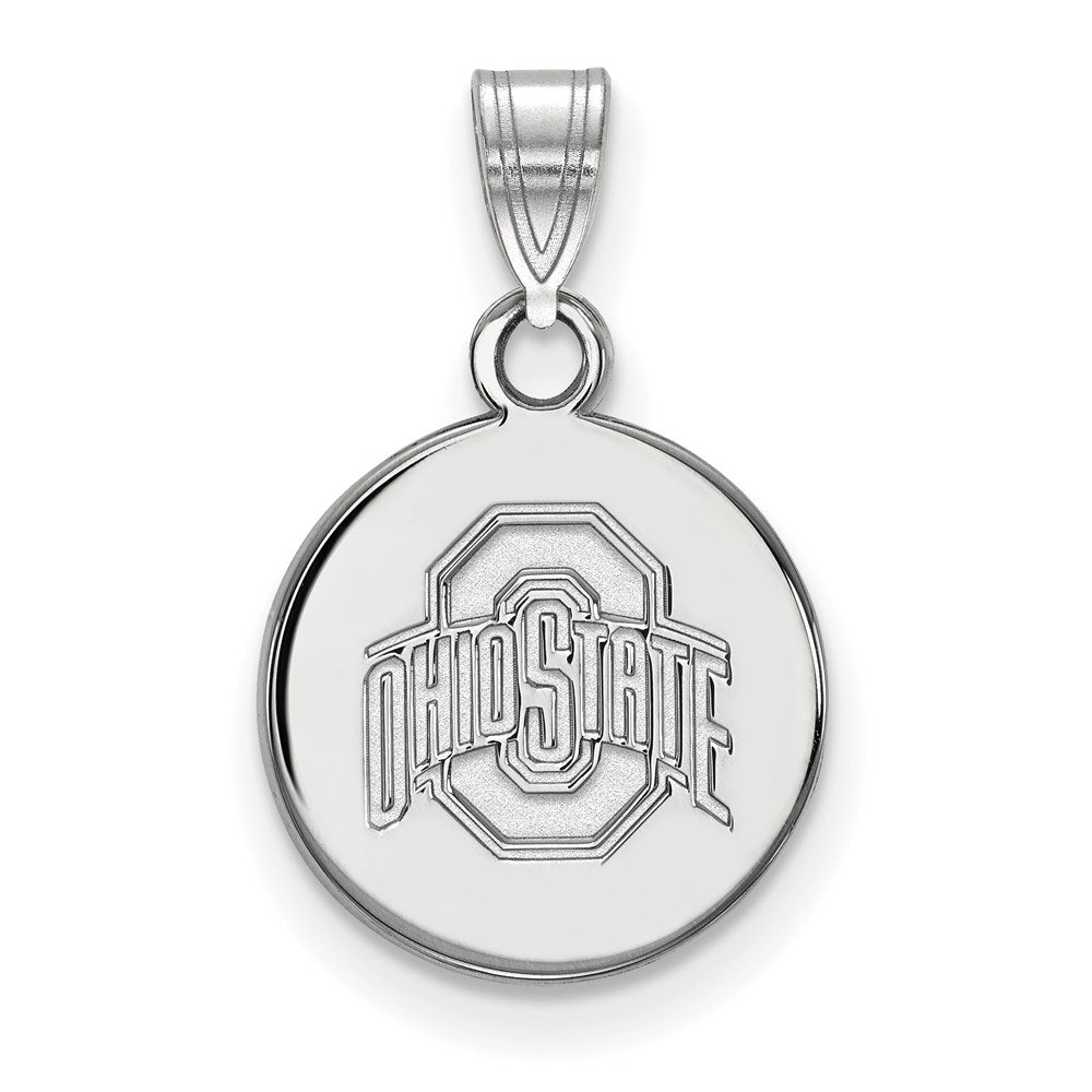14k White Gold LogoArt The Ohio State University Small Disc Pendant