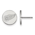 Sterling Silver Rhodium-plated NHL LogoArt Detroit Red Wings Small Disc Post Earrings