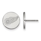 Sterling Silver Rhodium-plated NHL LogoArt Detroit Red Wings Small Disc Post Earrings
