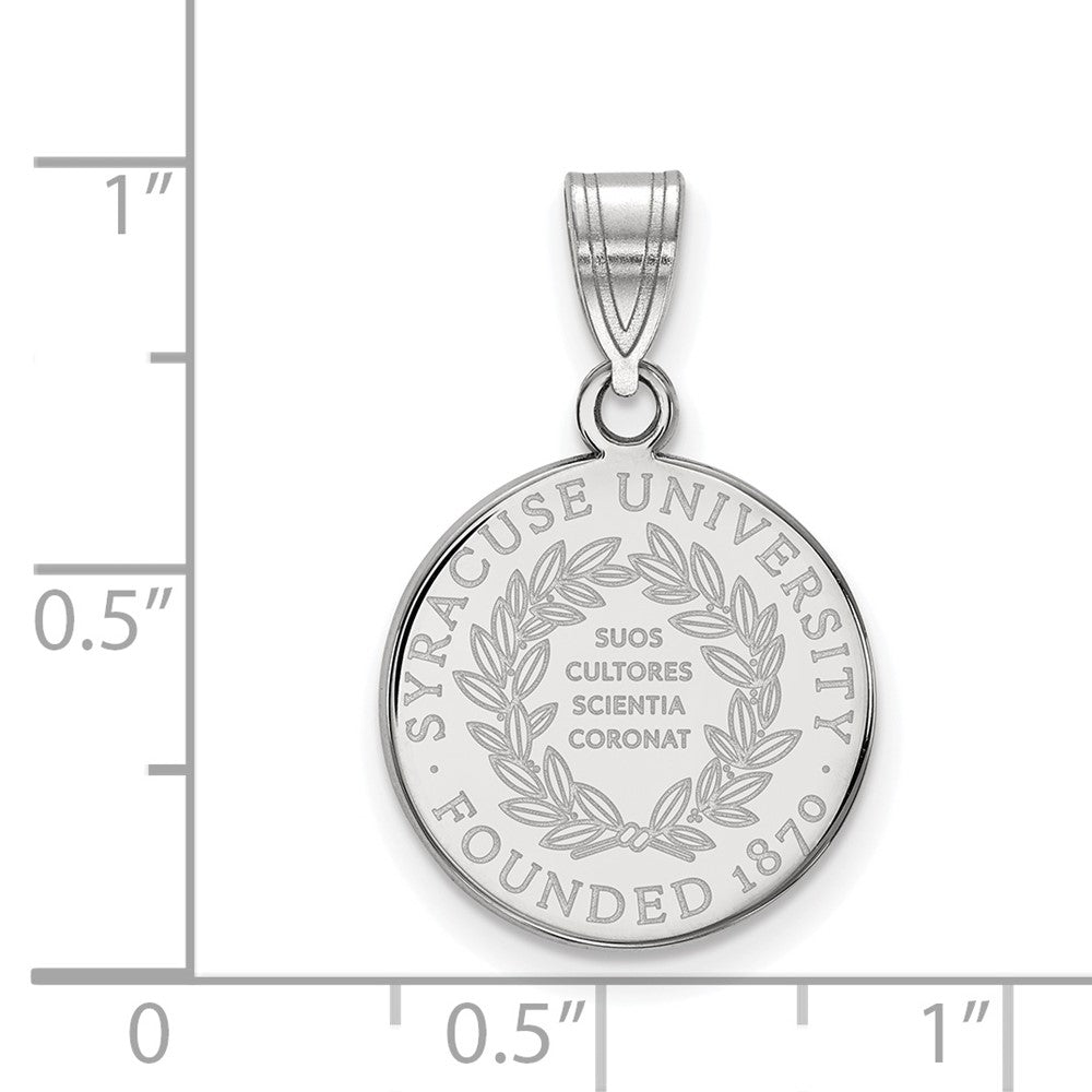 Sterling Silver Rhodium-plated LogoArt Syracuse University Medium Crest Pendant