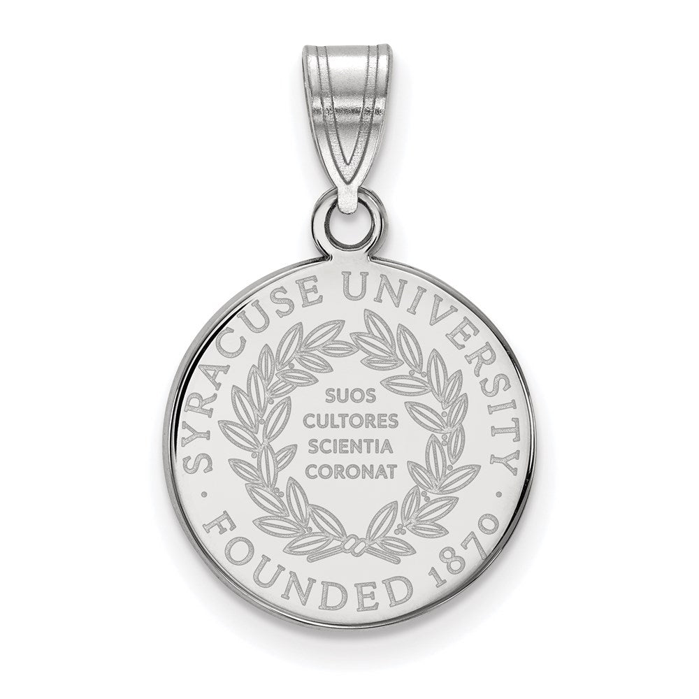 Sterling Silver Rhodium-plated LogoArt Syracuse University Medium Crest Pendant