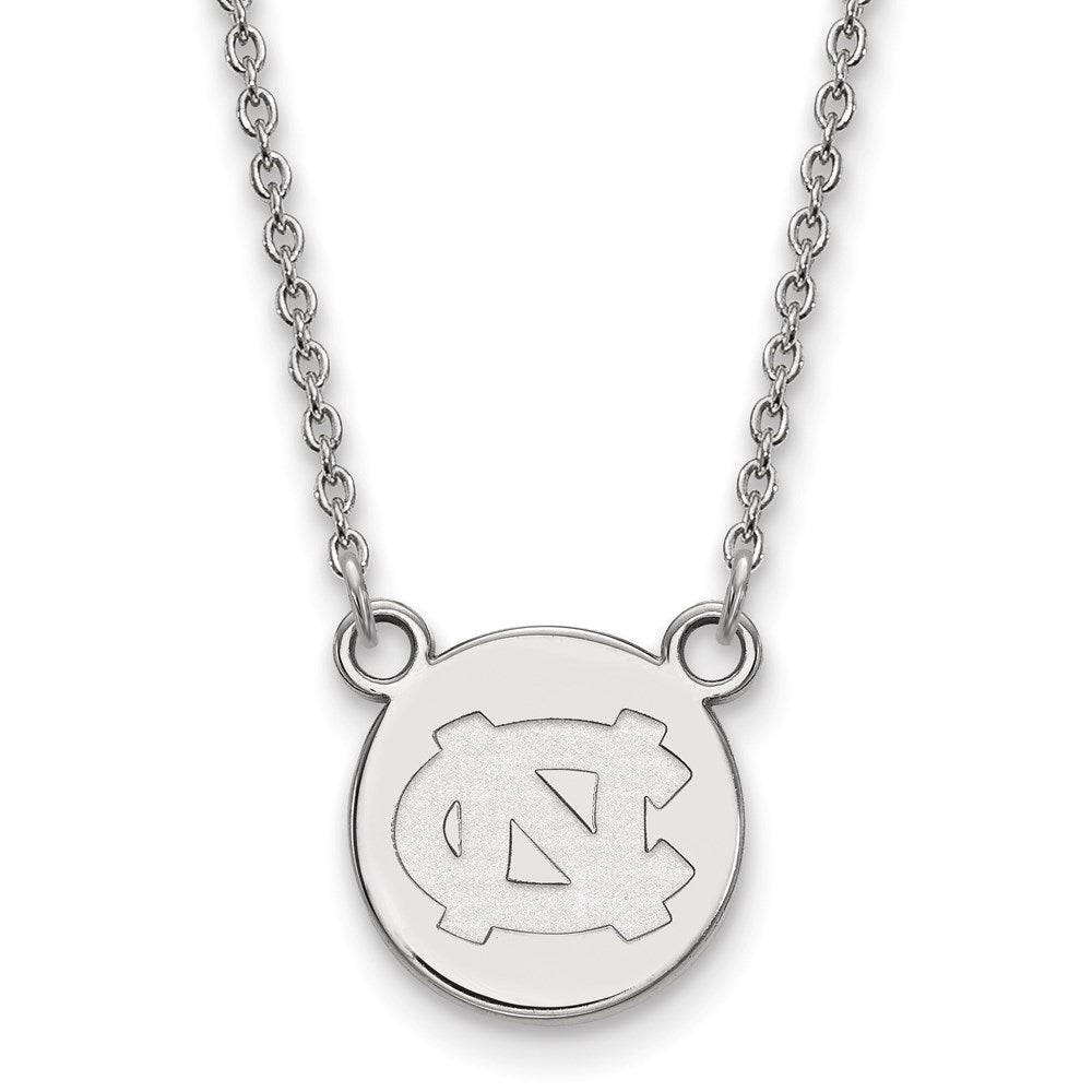 Sterling Silver Rhodium-plated LogoArt University of North Carolina Small Disc 18 inch Necklace
