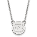 Sterling Silver Rhodium-plated LogoArt University of North Carolina Small Disc 18 inch Necklace