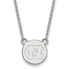 Sterling Silver Rhodium-plated LogoArt University of North Carolina Small Disc 18 inch Necklace