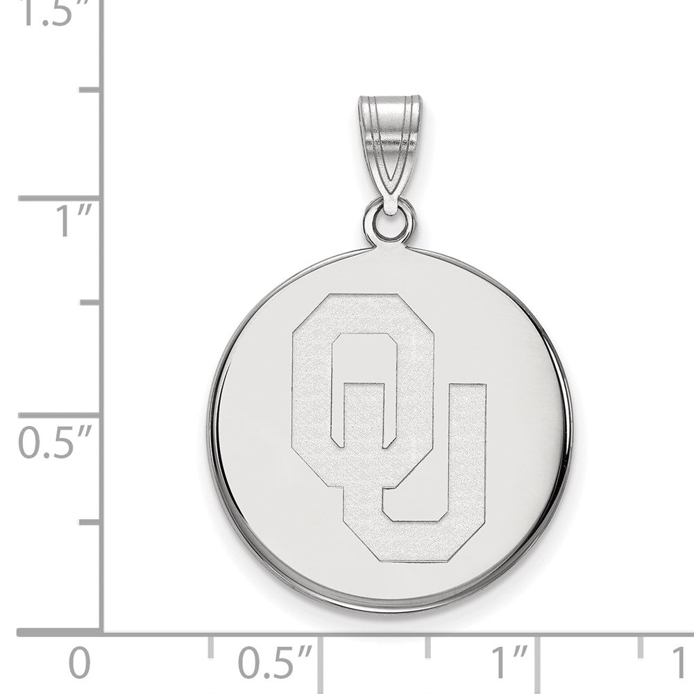 10k White Gold LogoArt University of Oklahoma O-U Large Disc Pendant