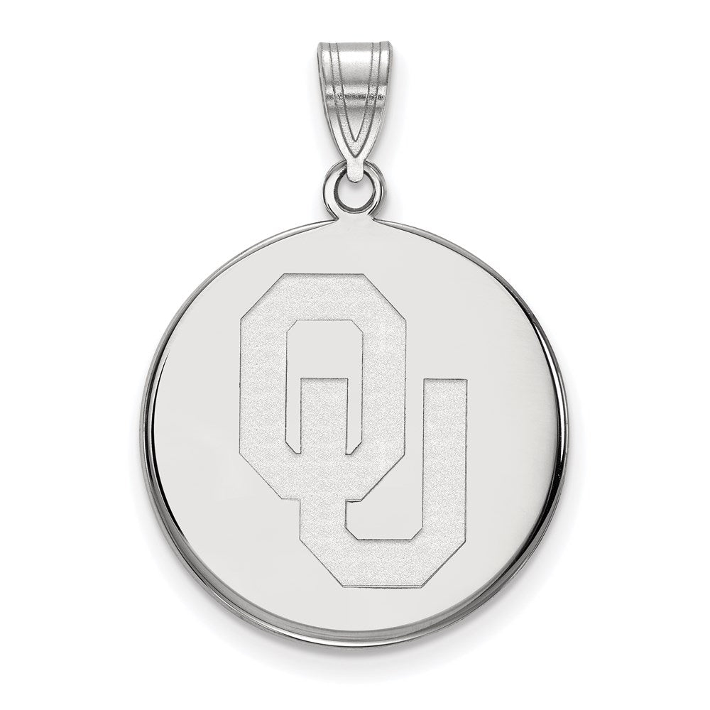 14k White Gold LogoArt University of Oklahoma O-U Large Disc Pendant