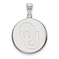 10k White Gold LogoArt University of Oklahoma O-U Large Disc Pendant