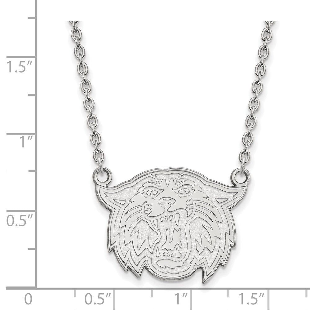 Sterling Silver Rhodium-plated LogoArt Villanova University Wildcat Large Pendant 18 inch Necklace