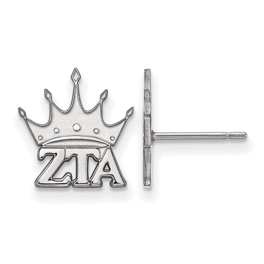 Sterling Silver Rhodium-plated LogoArt Zeta Tau Alpha Sorority Symbol Extra Small Post Earrings