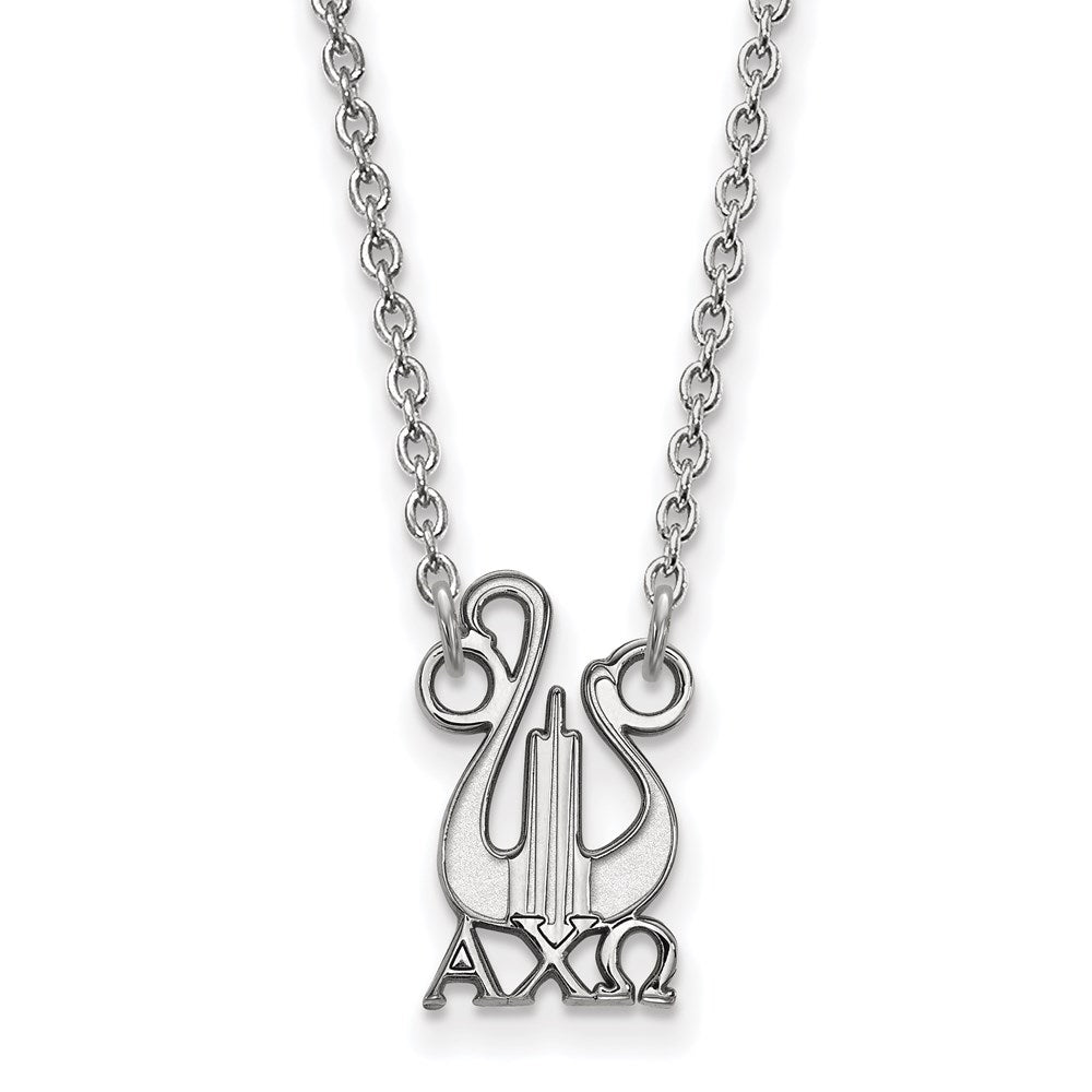 Sterling Silver Rhodium-plated LogoArt Alpha Chi Omega Sorority Symbol Small Pendant 18 inch Necklace