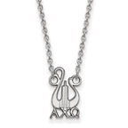 Sterling Silver Rhodium-plated LogoArt Alpha Chi Omega Sorority Symbol Small Pendant 18 inch Necklace