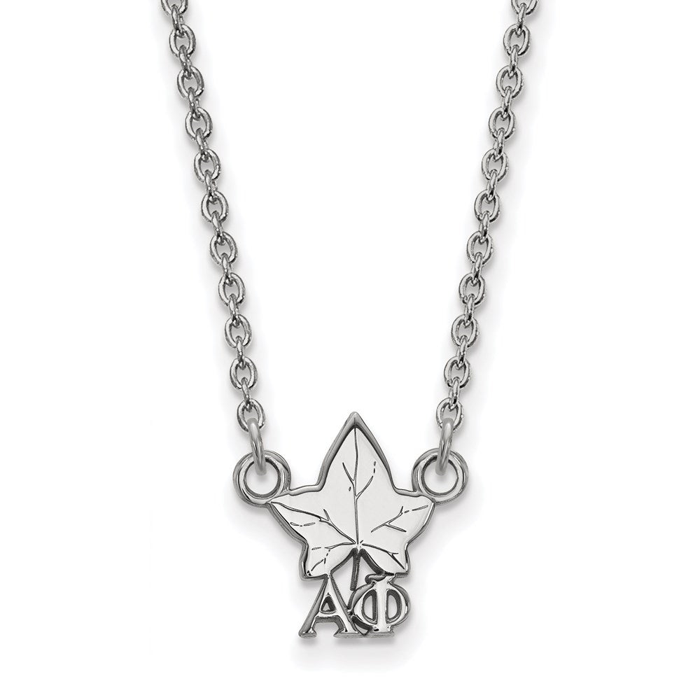 Sterling Silver Rhodium-plated LogoArt Alpha Phi Sorority Symbol Extra Small Pendant 18 inch Necklace