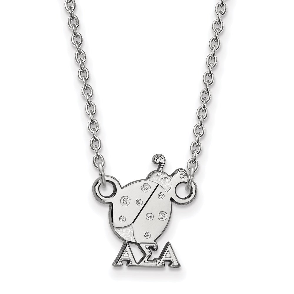 Sterling Silver Rhodium-plated LogoArt Alpha Sigma Alpha Sorority Symbol Extra Small Pendant 18 inch Necklace