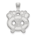 Sterling Silver Rhodium-plated NHL LogoArt Chicago Blackhawks Letter C and Tomahawk Large Pendant