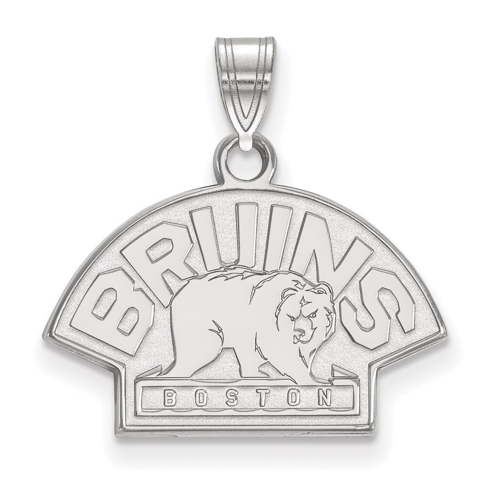 10k White Gold NHL LogoArt Boston Bruins Small Pendant