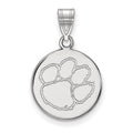 10k White Gold LogoArt Clemson University Tiger Paw Medium Disc Pendant