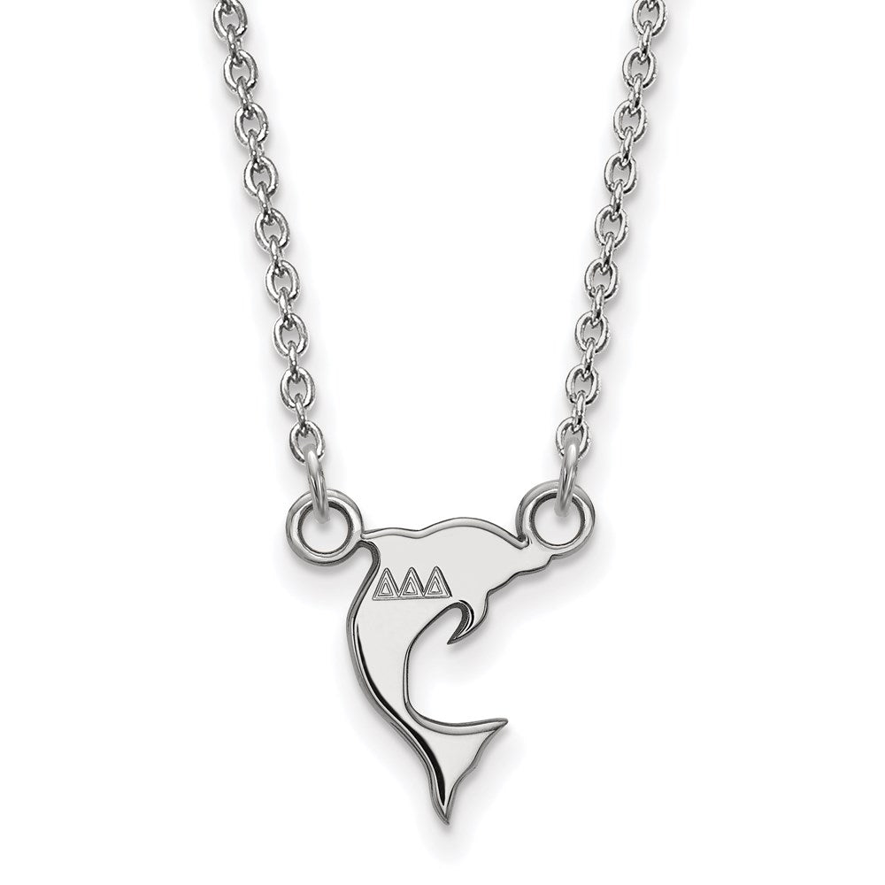 Sterling Silver Rhodium-plated LogoArt Delta Delta Delta Sorority Symbol Extra Small Pendant 18 inch Necklace