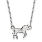 Sterling Silver Rhodium-plated LogoArt Delta Phi Epsilon Sorority Symbol Extra Small Pendant 18 inch Necklace