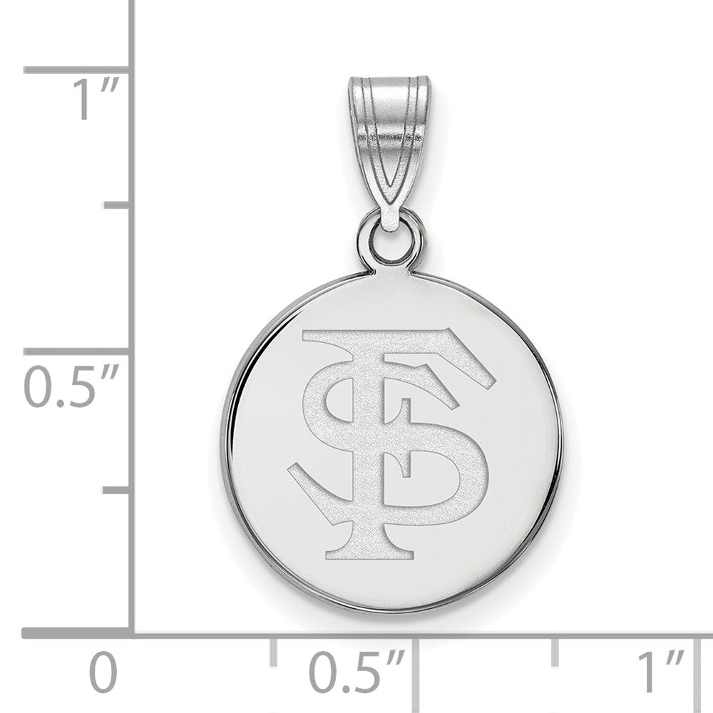 10k White Gold LogoArt Florida State University F-S Medium Disc Pendant