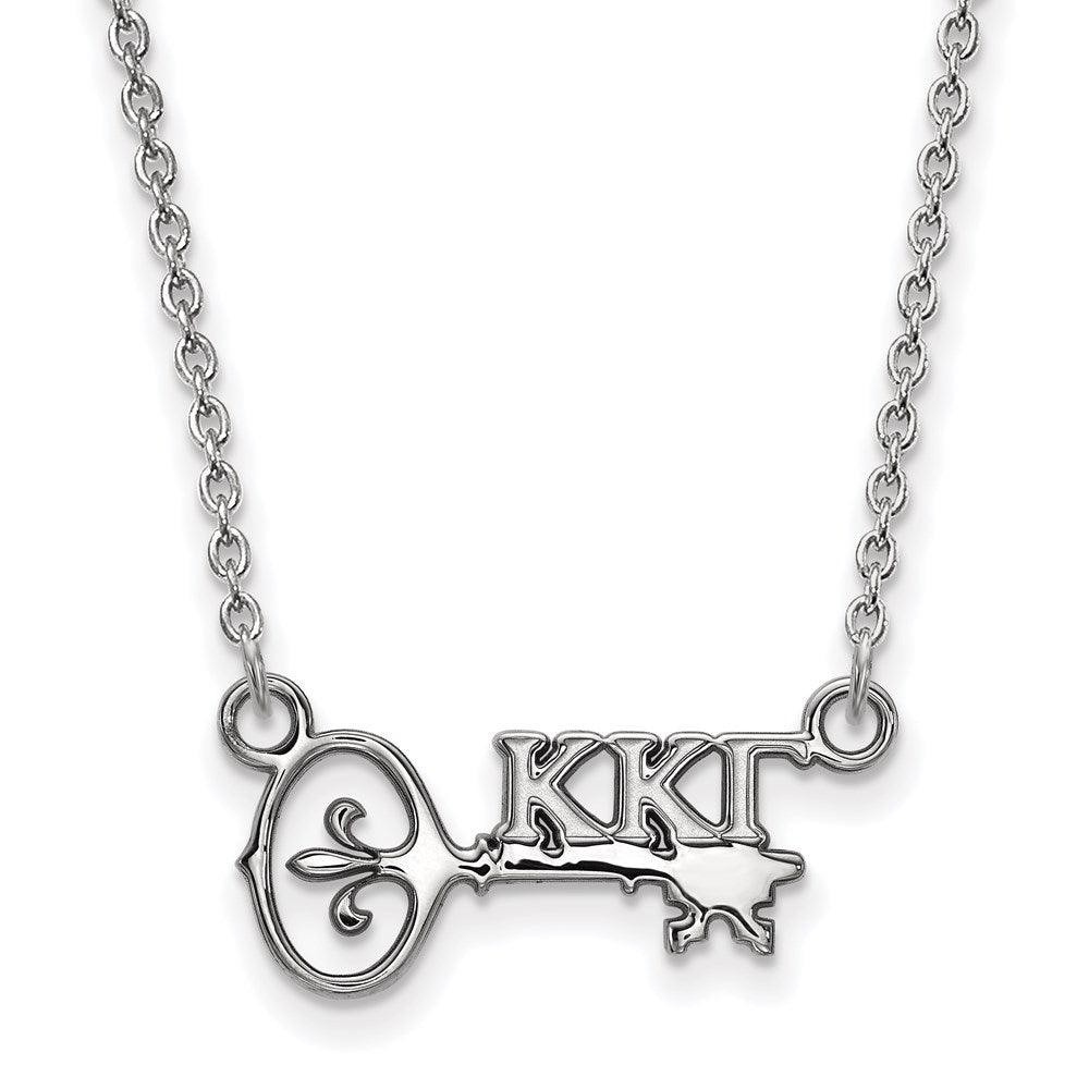 Sterling Silver Rhodium-plated LogoArt Kappa Kappa Gamma Sorority Symbol Extra Small Pendant 18 inch Necklace