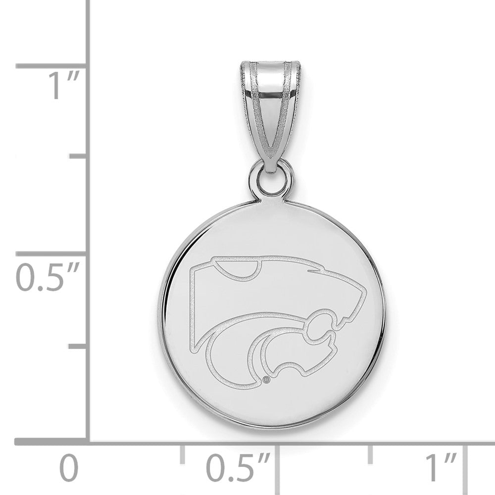 14k White Gold LogoArt Kansas State University Wildcat Medium Disc Pendant