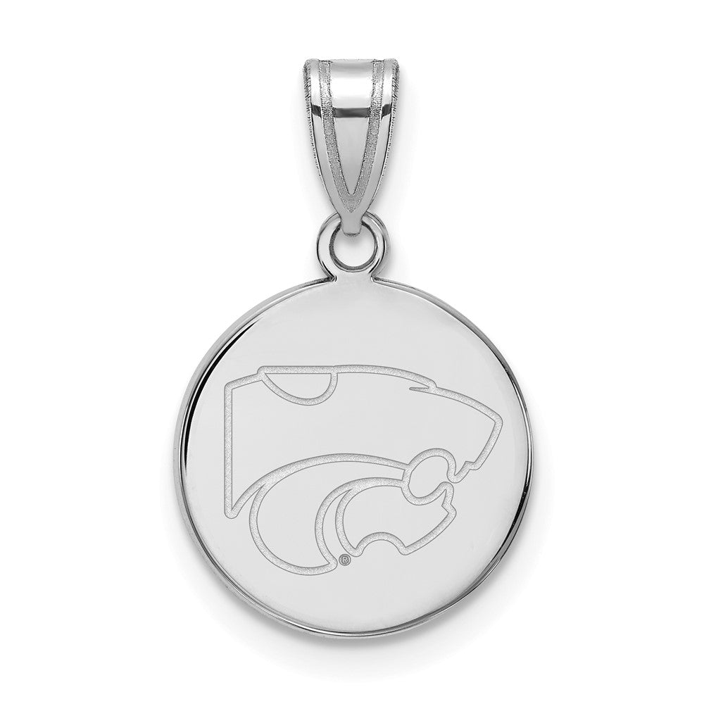 10k White Gold LogoArt Kansas State University Wildcat Medium Disc Pendant