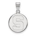 Sterling Silver Rhodium-plated LogoArt Michigan State University Letter S Medium Disc Pendant