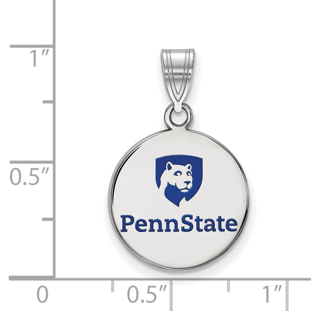 Sterling Silver Rhodium-plated LogoArt Penn State University Medium Enameled Disc Pendant