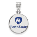 Sterling Silver Rhodium-plated LogoArt Penn State University Medium Enameled Disc Pendant