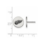 Sterling Silver Rhodium-plated NHL LogoArt Detroit Red Wings Small Enameled Disc Post Earrings