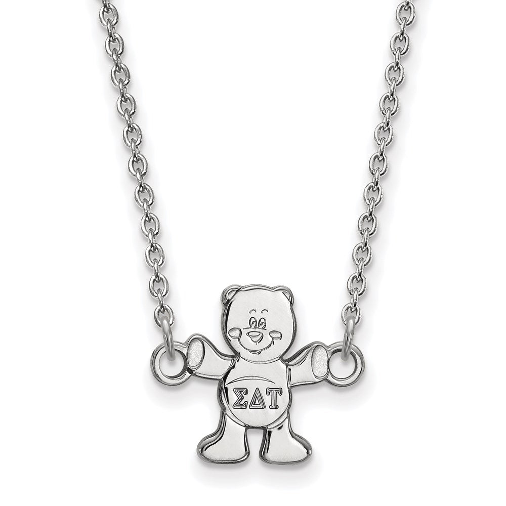 Sterling Silver Rhodium-plated LogoArt Sigma Delta Tau Sorority Symbol Extra Small Pendant 18 inch Necklace