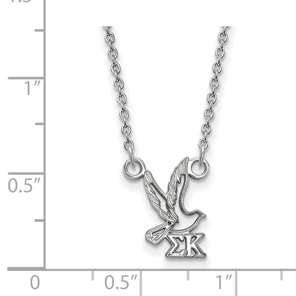 Sterling Silver Rhodium-plated LogoArt Sigma Kappa Sorority Symbol Extra Small Pendant 18 inch Necklace