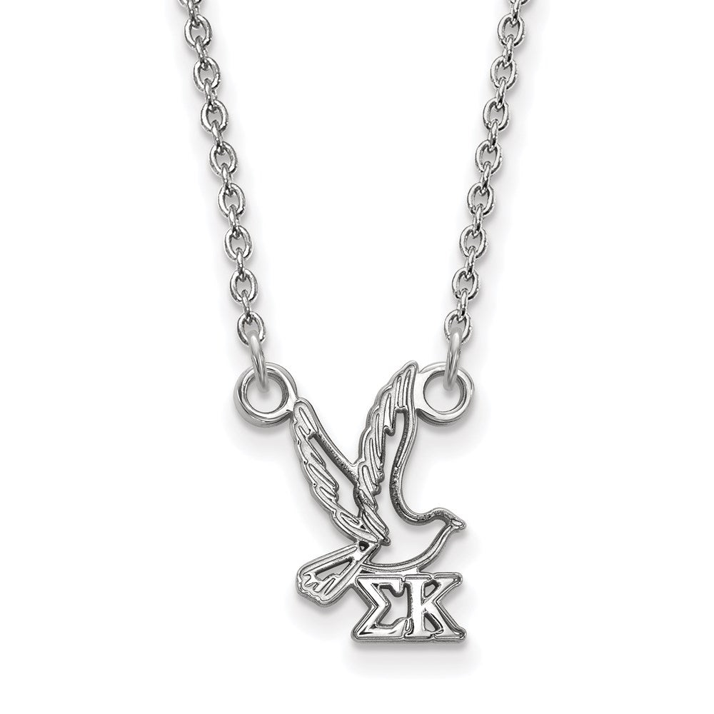 Sterling Silver Rhodium-plated LogoArt Sigma Kappa Sorority Symbol Extra Small Pendant 18 inch Necklace