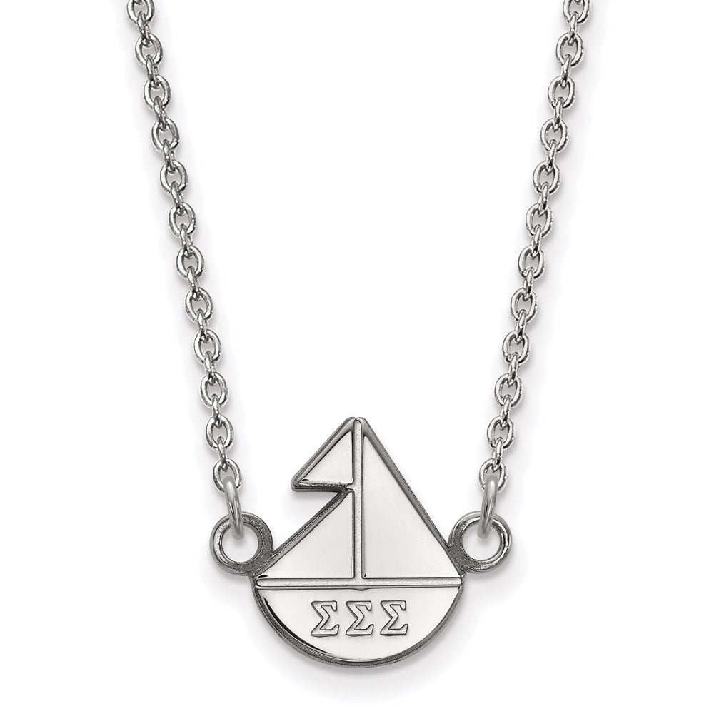 Sterling Silver Rhodium-plated LogoArt Sigma Sigma Sigma Sorority Symbol Extra Small Pendant 18 inch Necklace