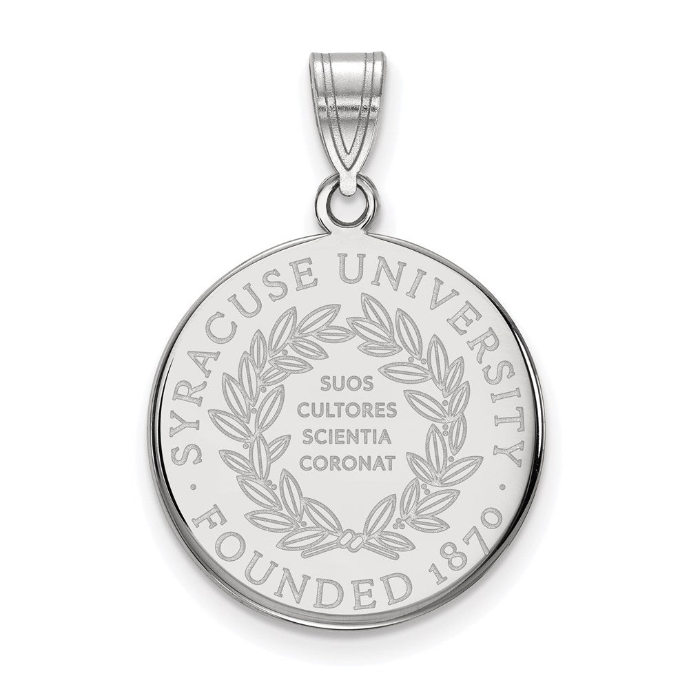 Sterling Silver Rhodium-plated LogoArt Syracuse University Large Crest Pendant