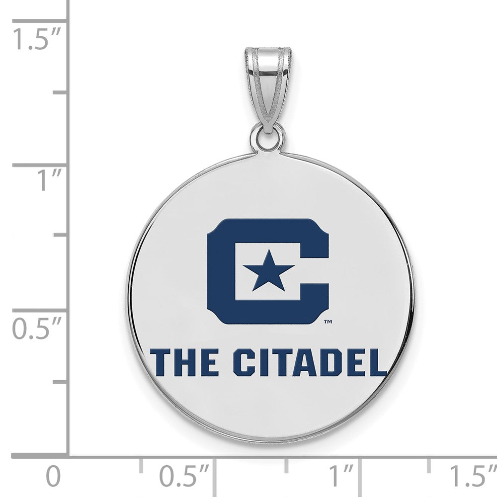 Sterling Silver Rh-plated LogoArt The Citadel XL Enamel Pendant