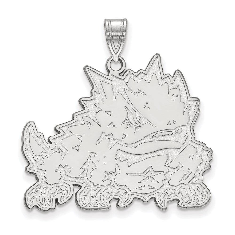 14k White Gold LogoArt Texas Christian University Horned Frog Extra Large Pendant