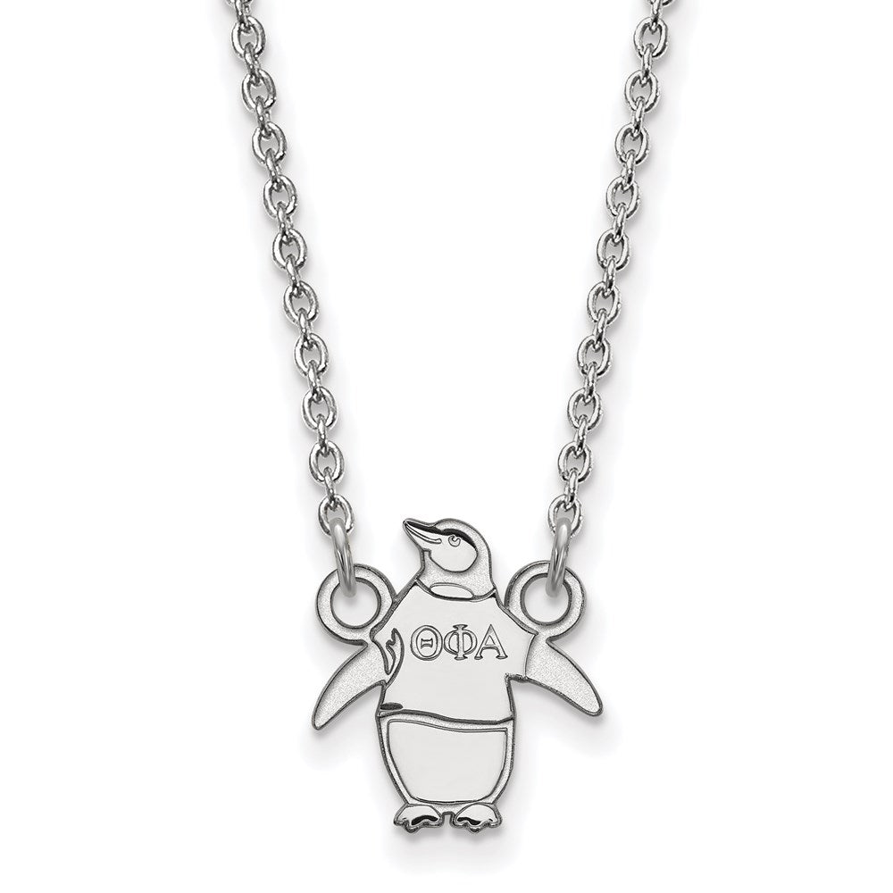 Sterling Silver Rhodium-plated LogoArt Theta Phi Alpha Sorority Symbol Extra Small Pendant 18 inch Necklace