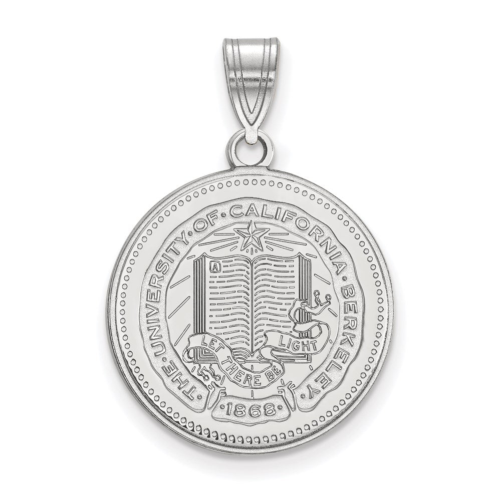 Sterling Silver Rhodium-plated LogoArt University of California Berkeley Large Crest Pendant