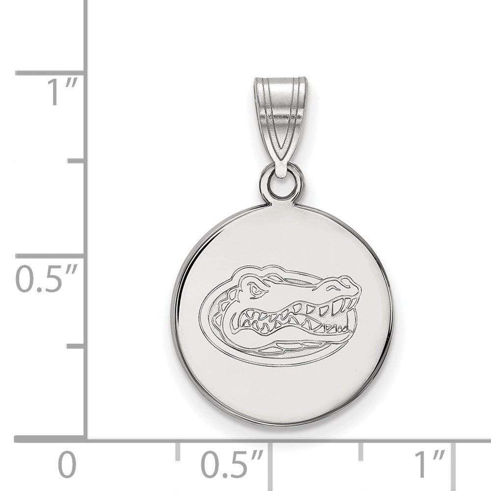 14k White Gold LogoArt University of Florida Gator Medium Disc Pendant