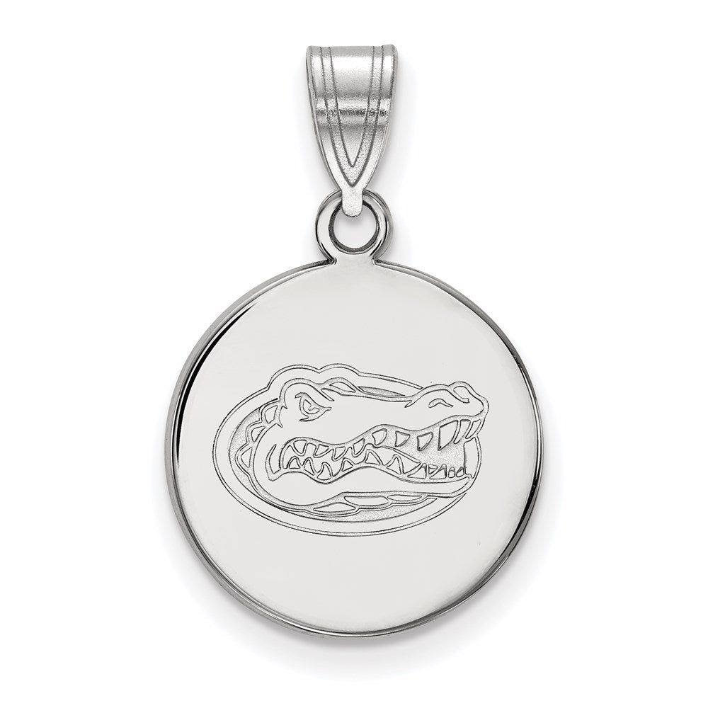 14k White Gold LogoArt University of Florida Gator Medium Disc Pendant