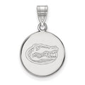 Sterling Silver Rhodium-plated LogoArt University of Florida Gator Medium Disc Pendant