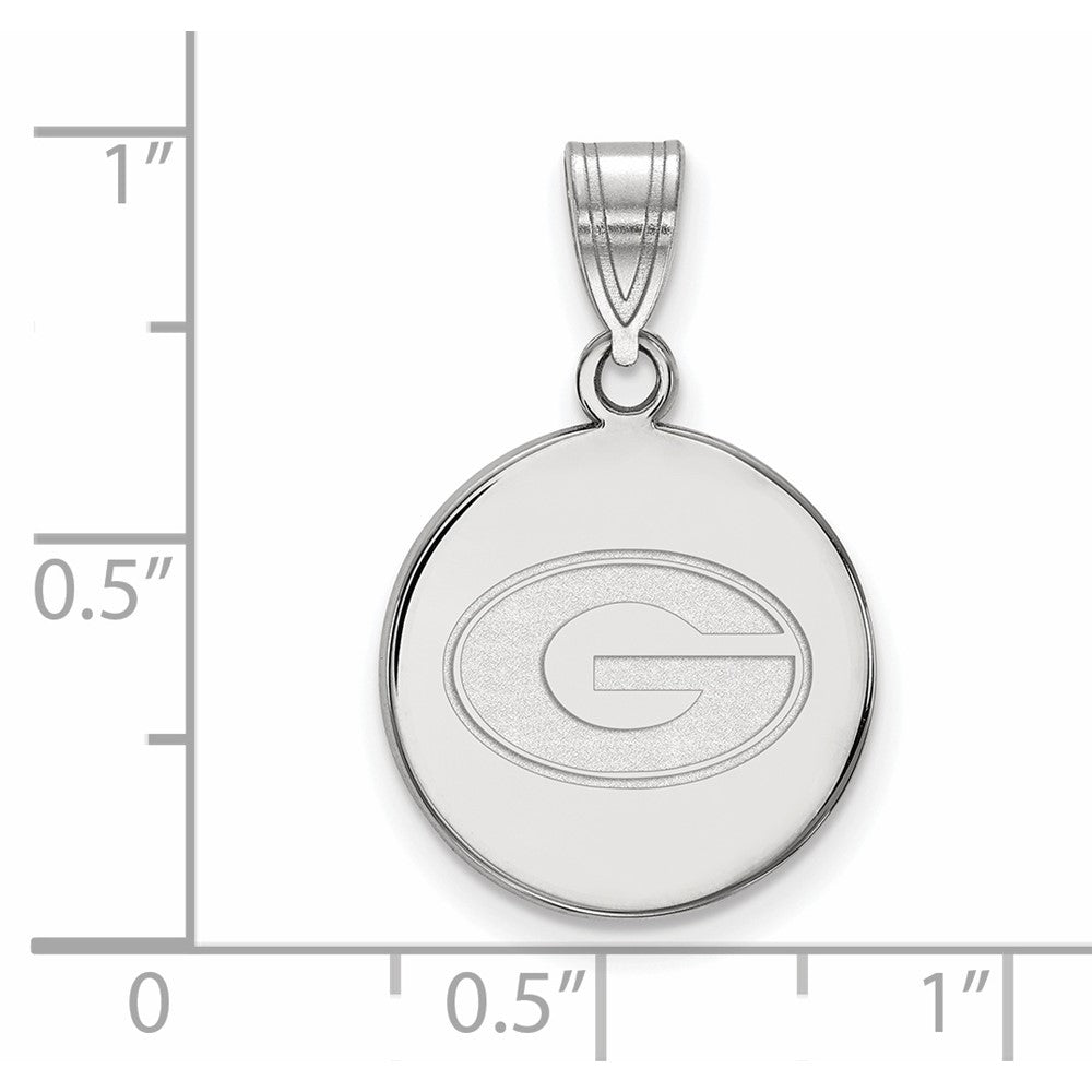 10k White Gold LogoArt University of Georgia Letter G Medium Disc Pendant
