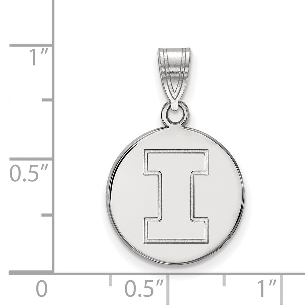 10k White Gold LogoArt University of Illinois Letter I Medium Disc Pendant