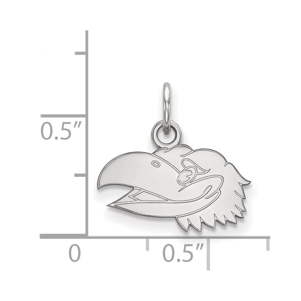 14k White Gold LogoArt University of Kansas Jayhawk Extra Small Pendant