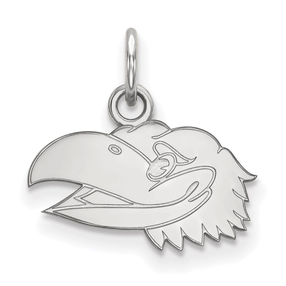 14k White Gold LogoArt University of Kansas Jayhawk Extra Small Pendant
