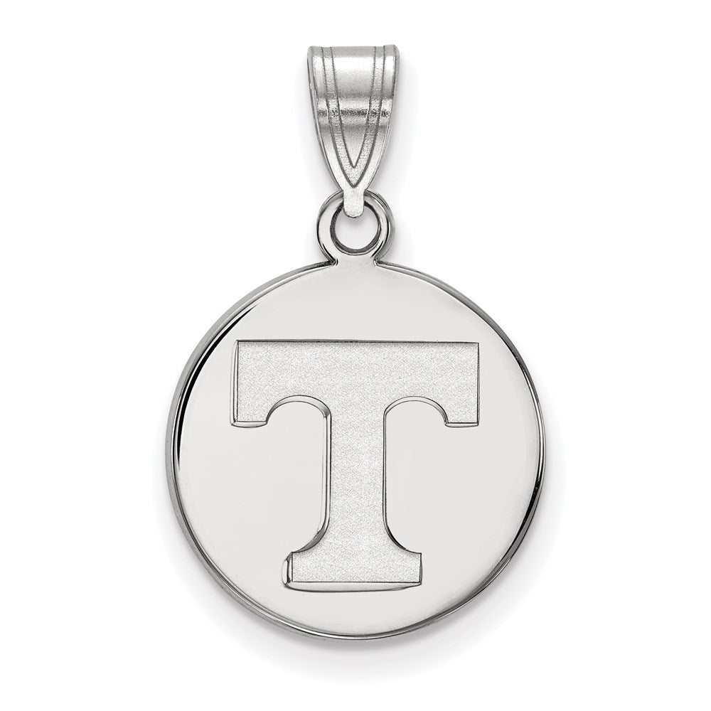 14k White Gold LogoArt University of Tennessee Letter T Medium Disc Pendant