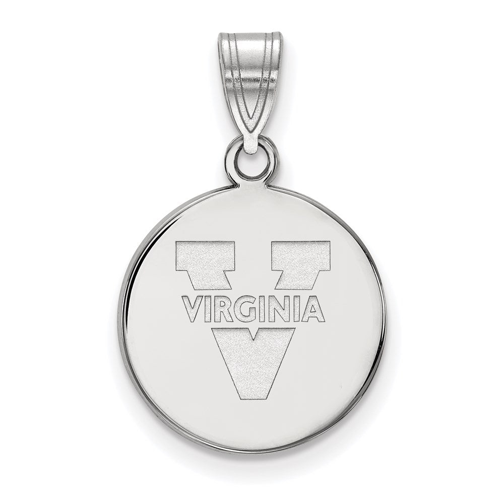 14k White Gold LogoArt University of Virginia Medium Disc Pendant