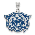Sterling Silver Rhodium-plated LogoArt Villanova University Wildcat Large Enameled Pendant
