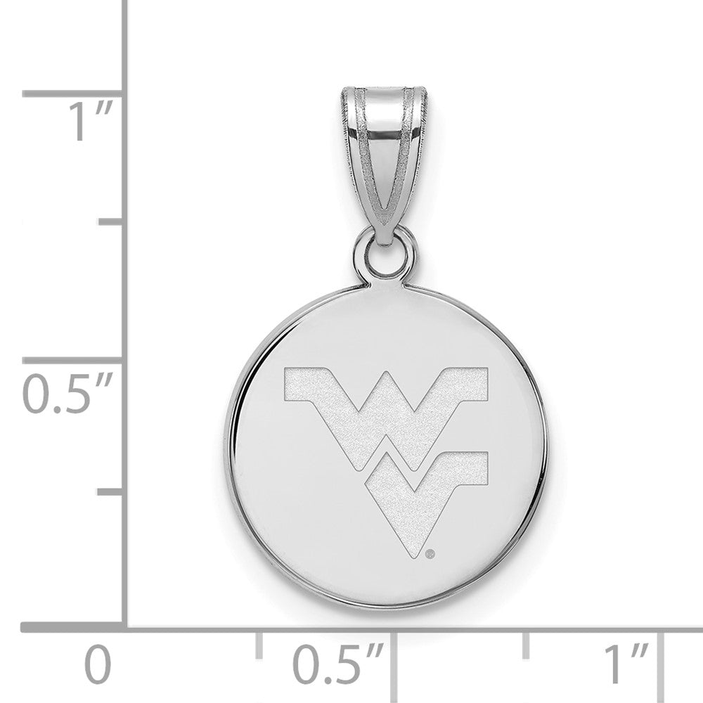 Sterling Silver Rhodium-plated LogoArt West Virginia University W-V Medium Disc Pendant